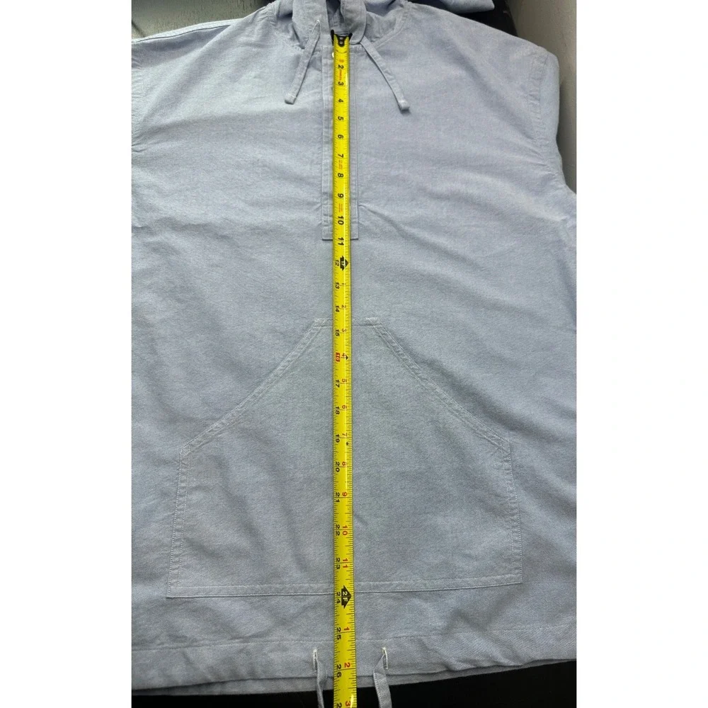 Polo Ralph Lauren Oxford Hooded Popover Shirt Light Blue Long‎ Sleeve - Medium